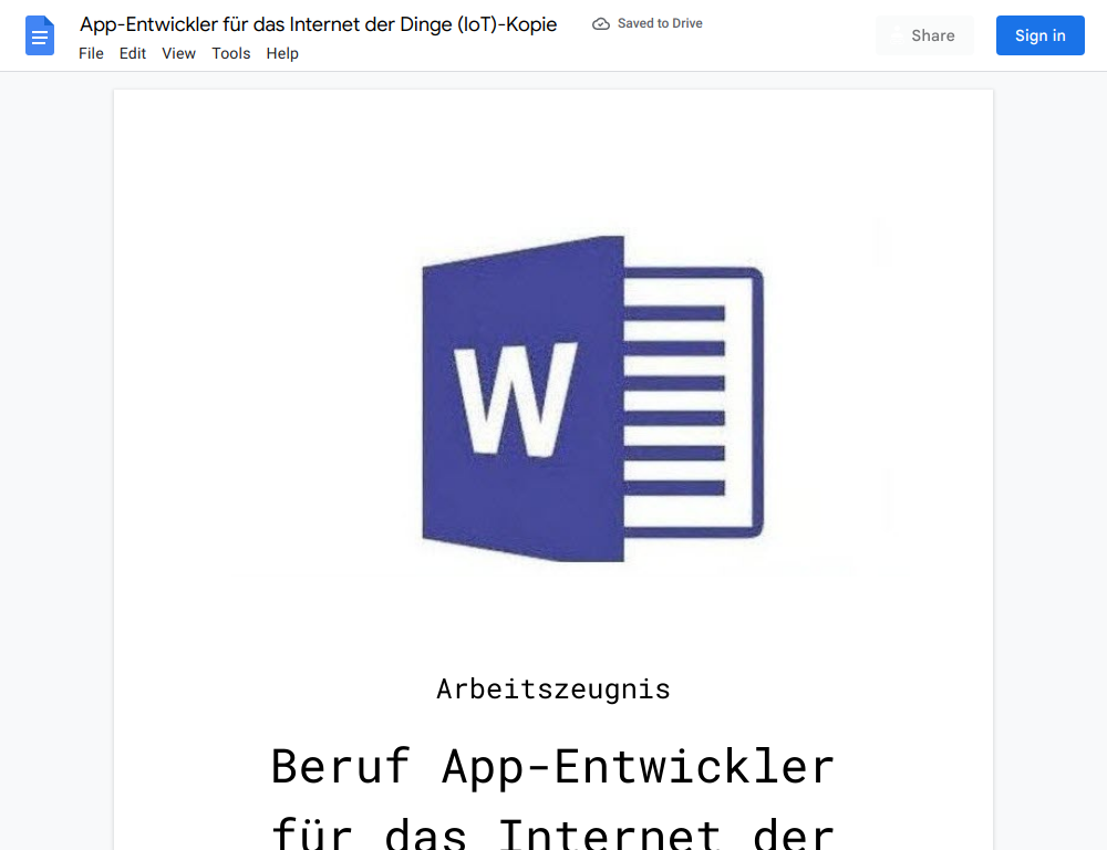 Arbeitszeugnis-App-Entwickler für das Internet der Dinge (IoT)