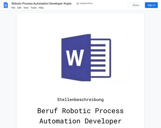 Stellenbeschreibung-Robotic Process Automation Developer