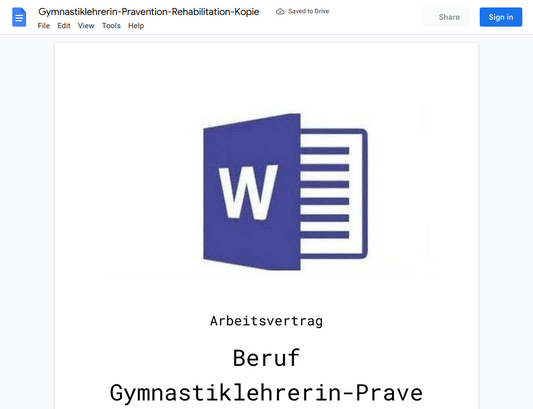 Arbeitsvertrag-Gymnastiklehrerin-Pravention-Rehabilitation