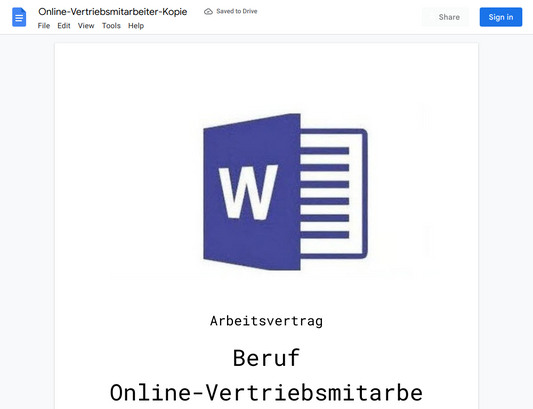 Arbeitsvertrag-Online-Vertriebsmitarbeiter