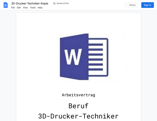 Arbeitsvertrag-3D-Drucker-Techniker