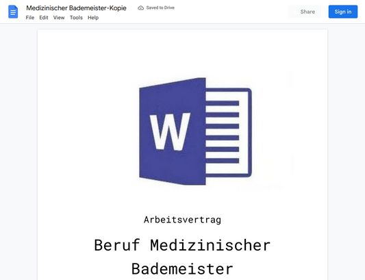 Arbeitsvertrag-Medizinischer Bademeister