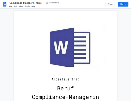 Arbeitsvertrag-Compliance-Managerin